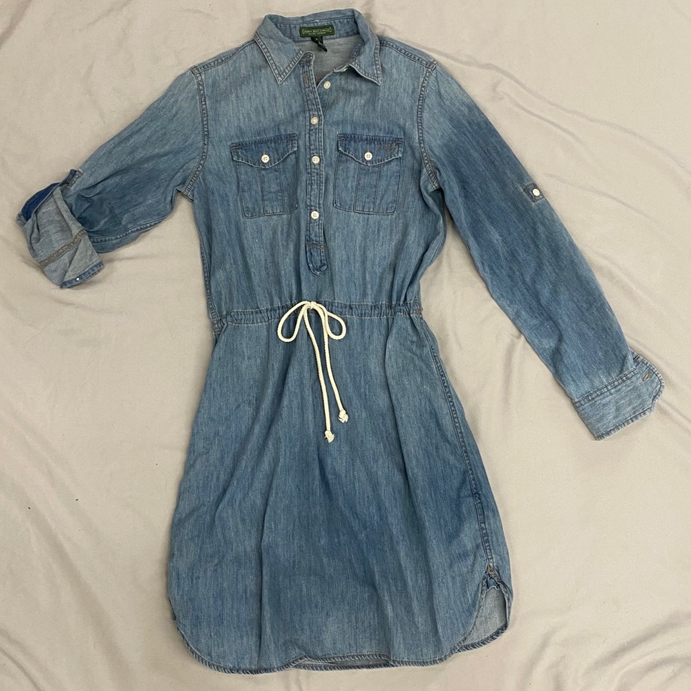 Denim button up dress